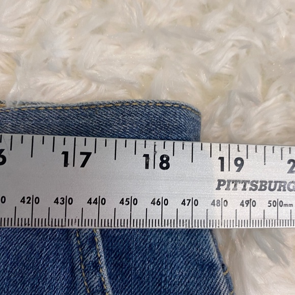 CJ Banks denim cropped jeans with red/white/blue button detail at hem - Picture 4 of 8